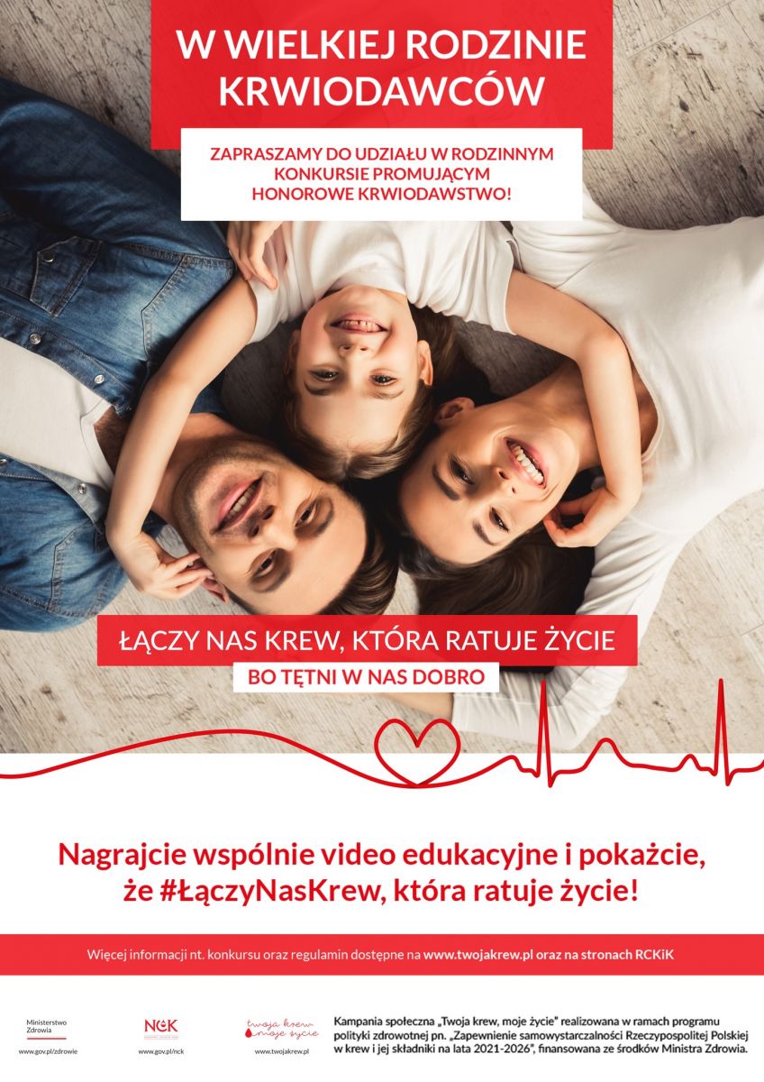 Zapraszamy do udziału w ogólnopolskim konkursie pn.: "W wielkiej rodzinie Krwiodawców"