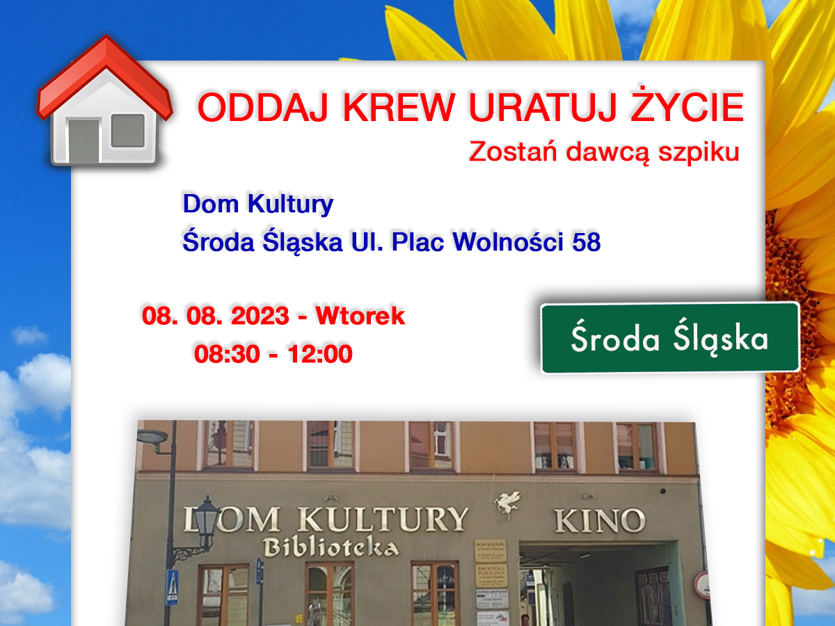 Akcja krwiodawstwa w Środzie Śląskiej - 8.08.2023 r.