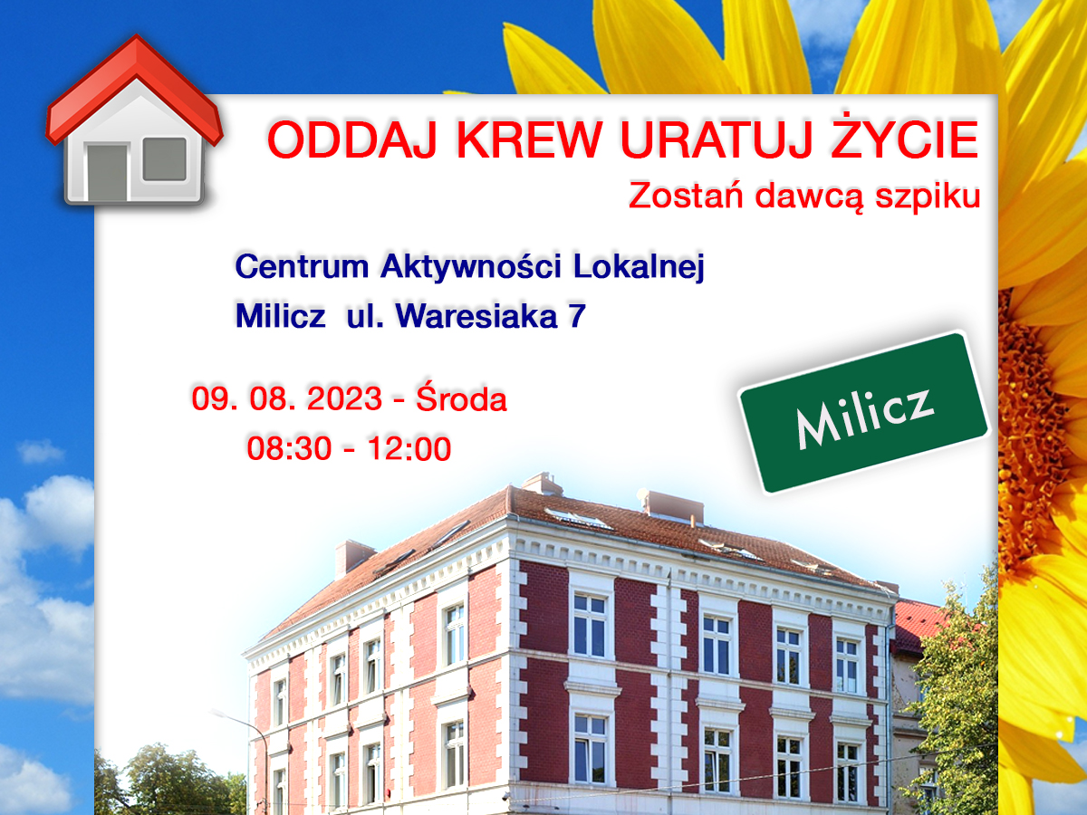 Akcja krwiodawstwa w Miliczu - 9.08.2023 r.