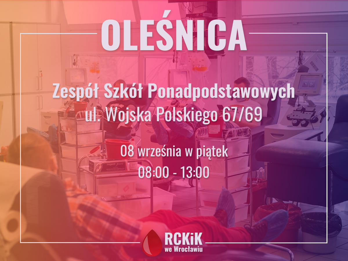 Akcja krwiodawstwa w Zespole Szkół w Oleśnicy - 8.09.2023 r.