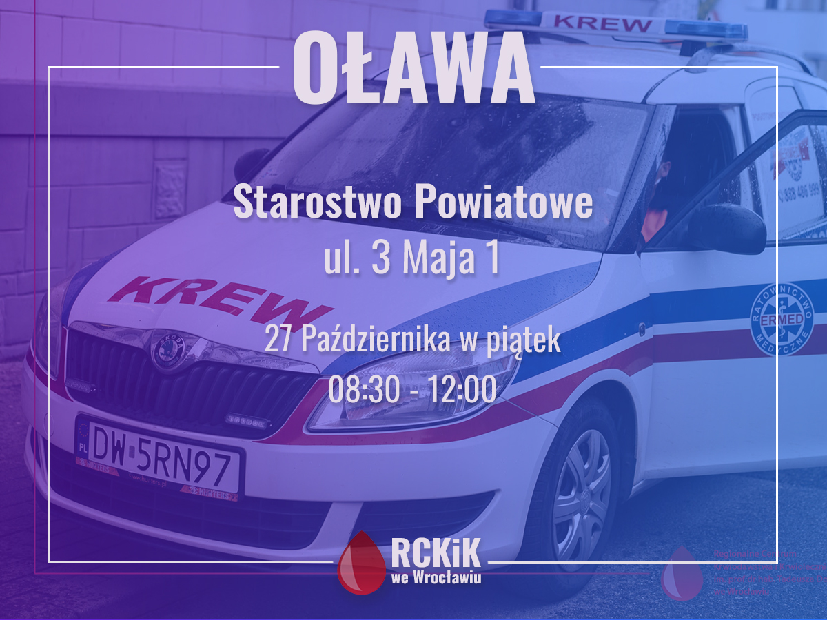 Akcja krwiodawstwa w Oławie - 27.10.2023 r.