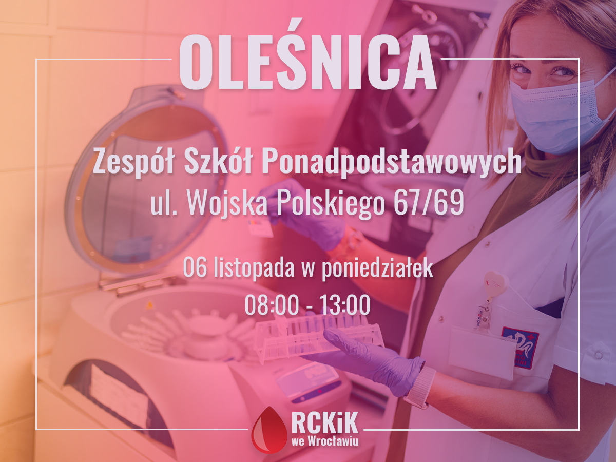 Akcja krwiodawstwa w Zespole Szkół w Oleśnicy - 6.11.2023 r.