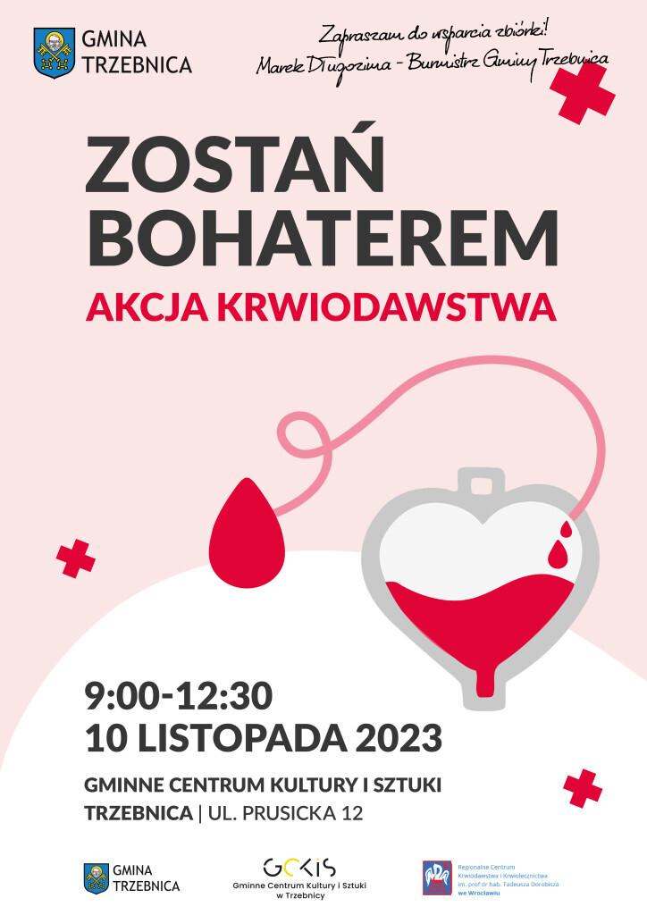 Zmiana miejsca akcji krwiodawstwa w Trzebnicy!