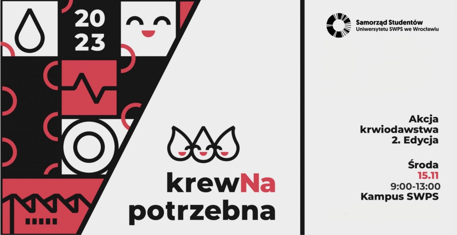 "KrewNa potrzebna" - oddaj krew ze studentami Uniwersytetu SWPS we Wrocławiu