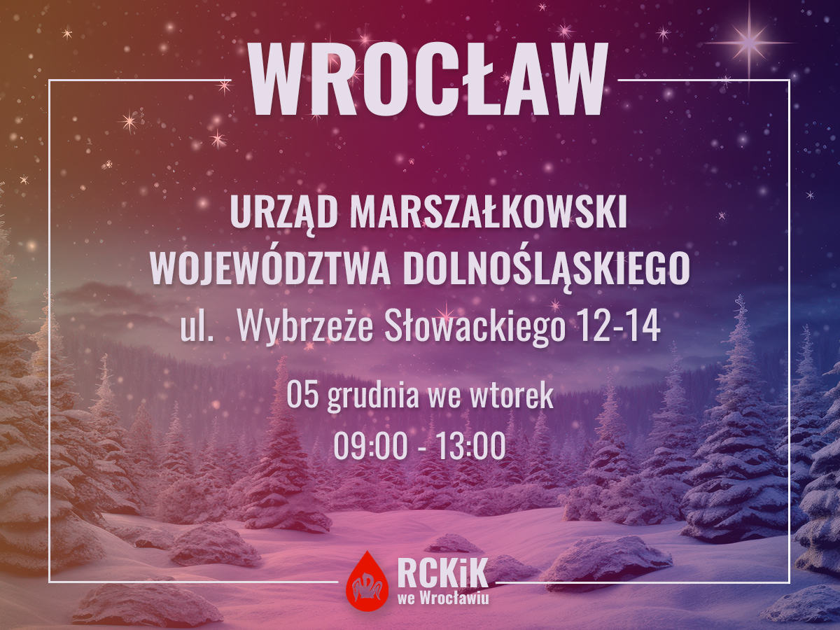 Akcja krwiodawstwa przed Urzędem Marszałkowskim we Wrocławiu - 5.12.2023 r.
