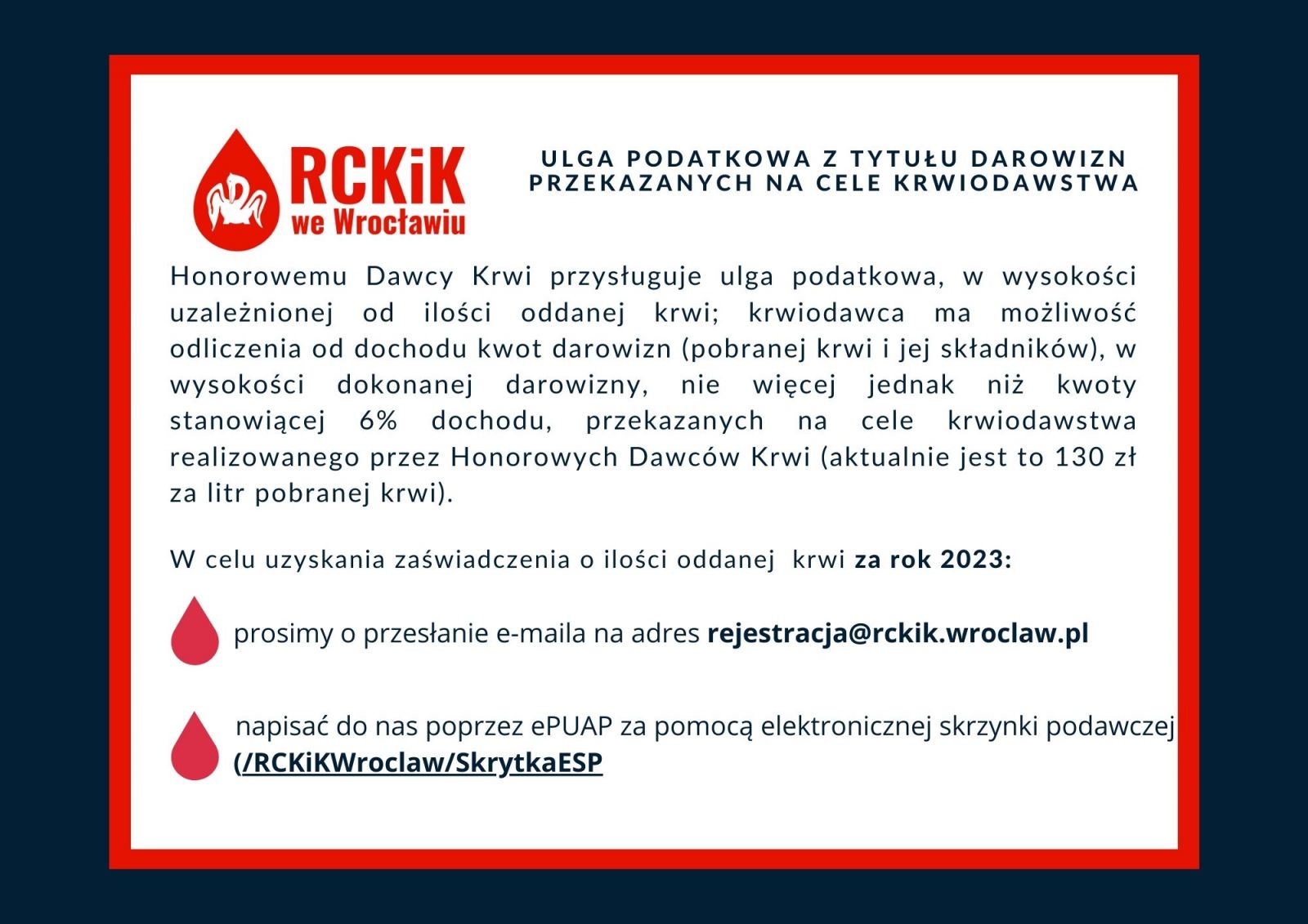 Ulga podatkowa z tytułu darowizn przekazanych na cele krwiodawstwa