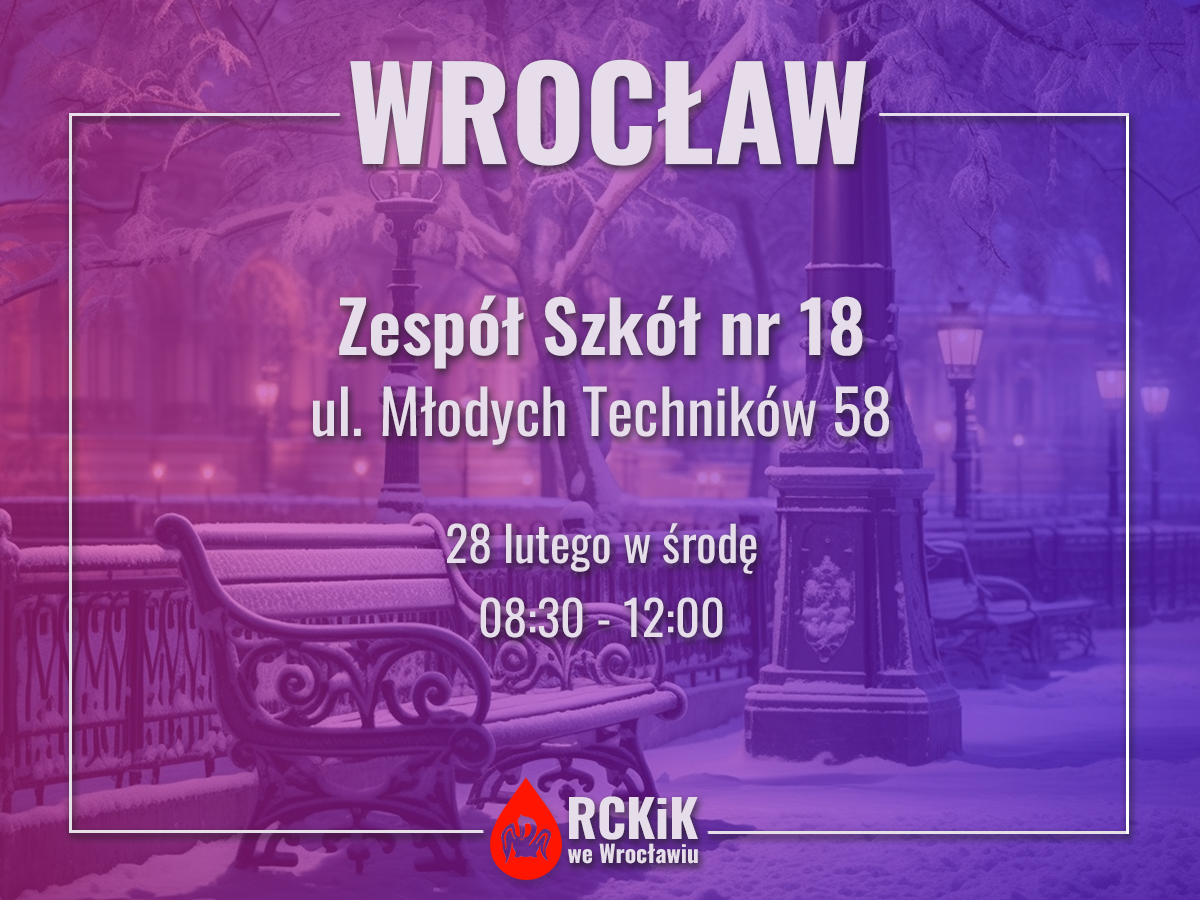 Akcja krwiodawstwa w ZS nr 18 we Wrocławiu - 28.02.2024 r.