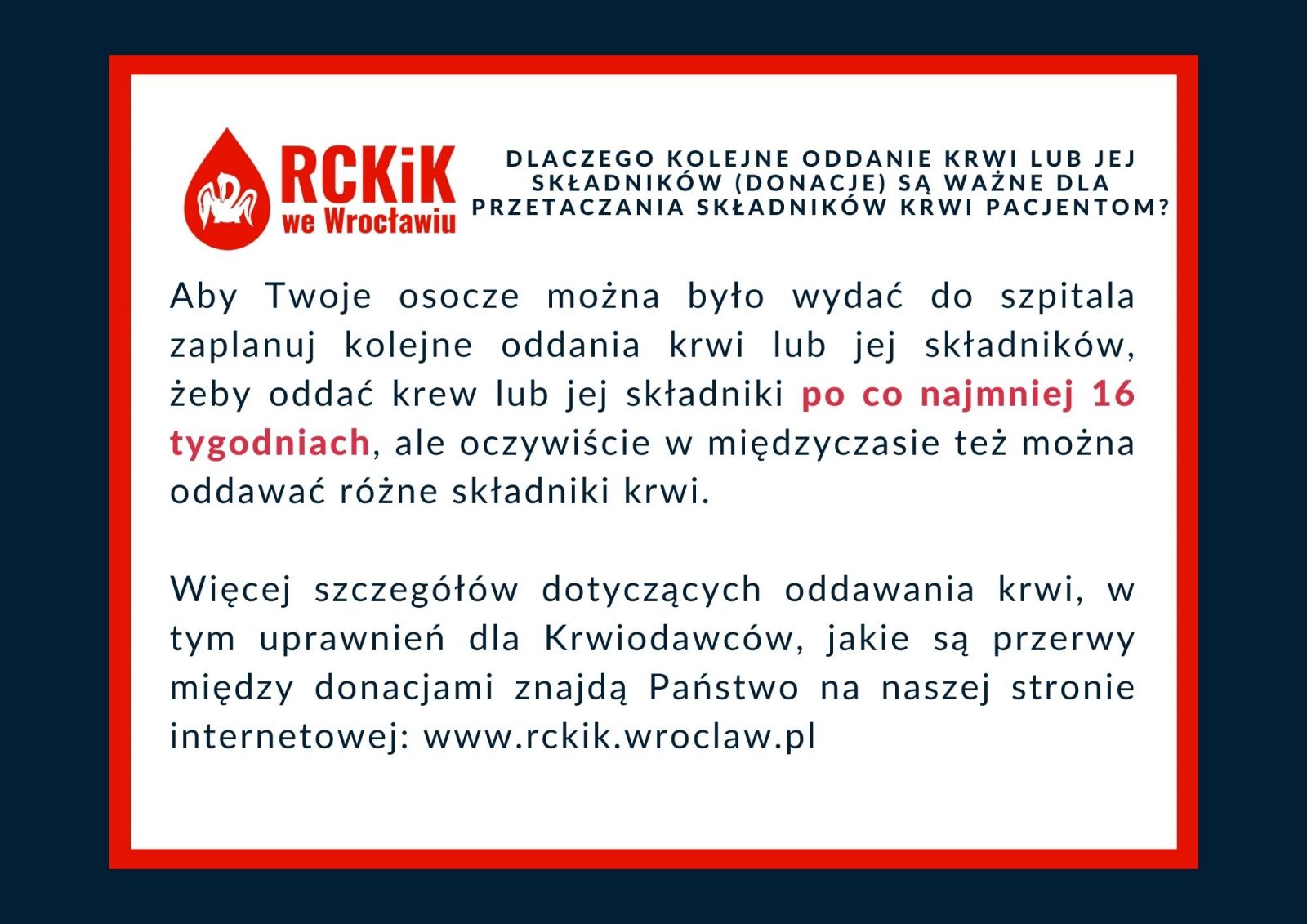 Dlaczego kolejne oddanie krwi lub jej składników (donacje) są ważne dla przetaczania składników krwi pacjentom?