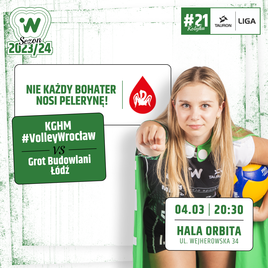 Volley Wrocław  wspiera Krwiodawców - dziękujemy! W środę, w piątek oraz w sobotę po oddaniu krwi odbierz zaproszenie na mecz Volley Wrocław.