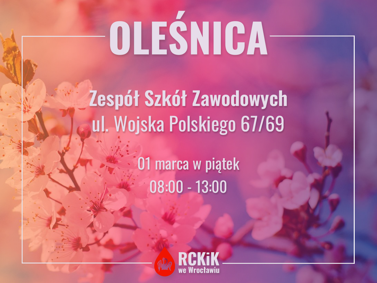 Akcja krwiodawstwa w ZSZ w Oleśnicy - 1.03.2024 r.