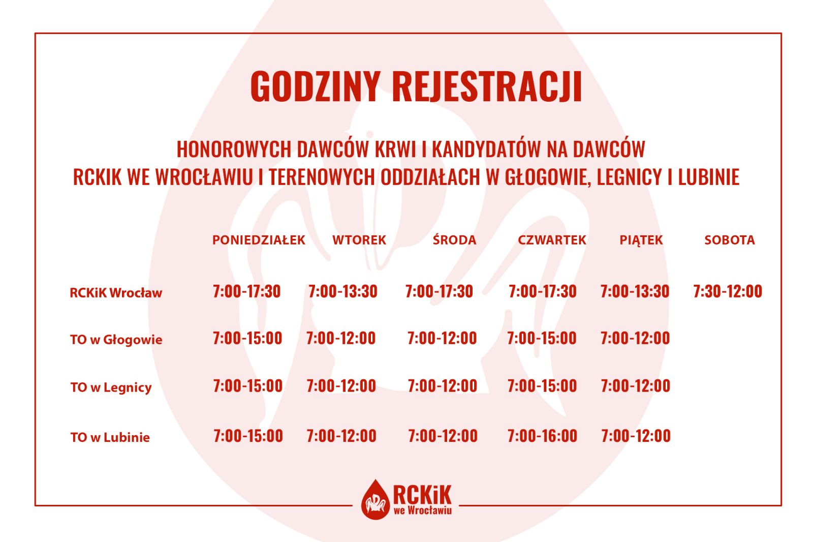 Przypominamy  o naszych godzinach rejestracji
