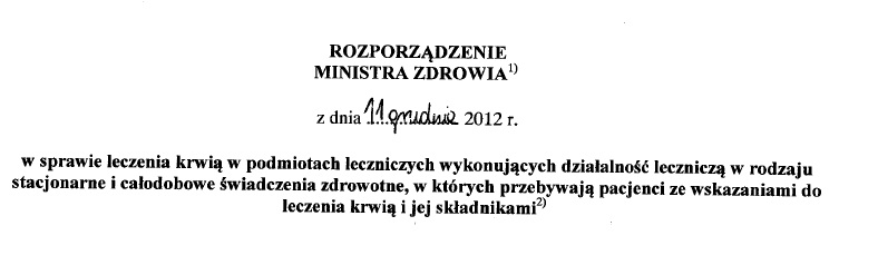 Komunikat dla szpitali