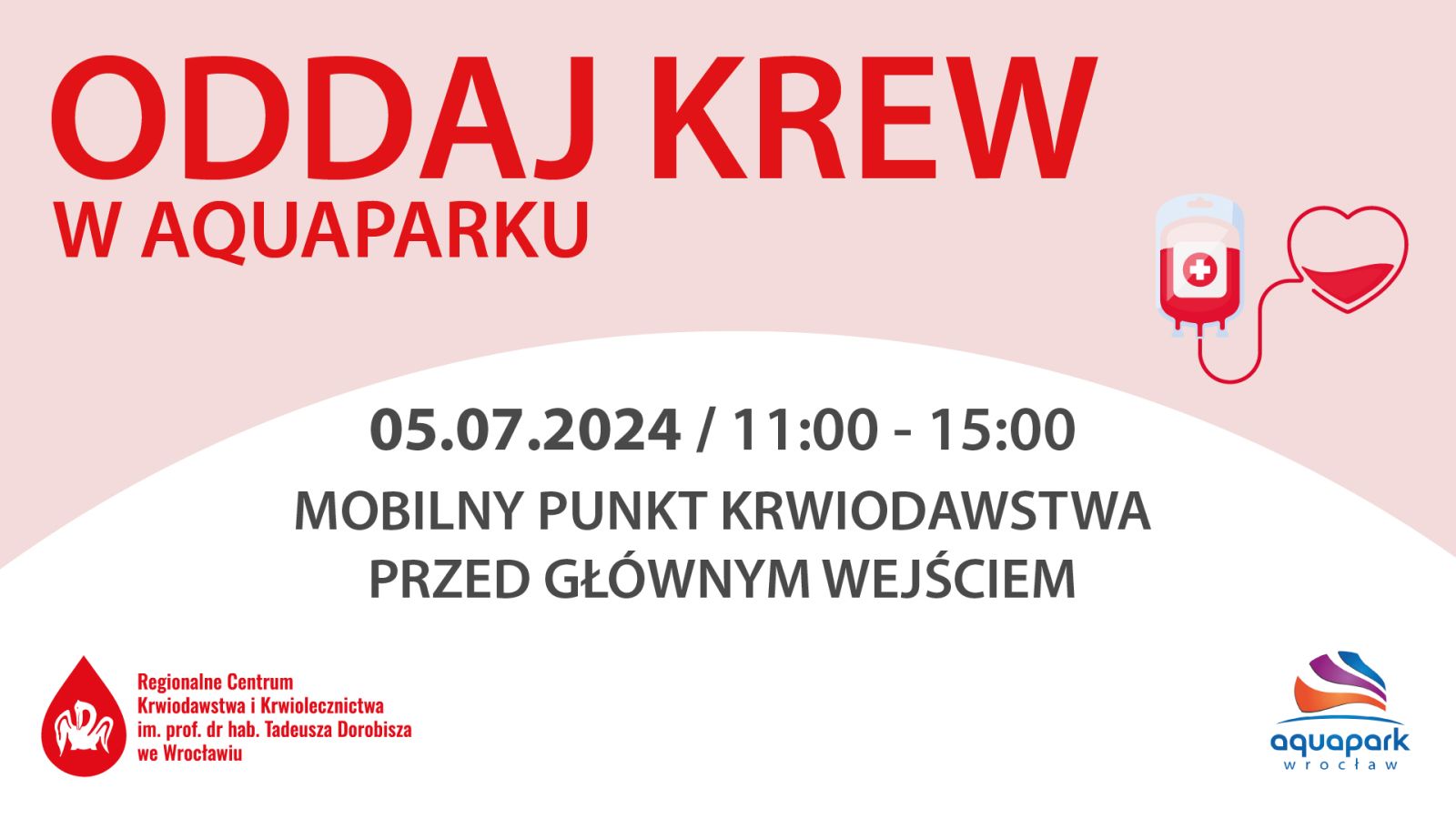 Wakacyjna akcja krwiodawstwa przed Aquaparkiem we Wrocławiu - 5.07.2024 r.