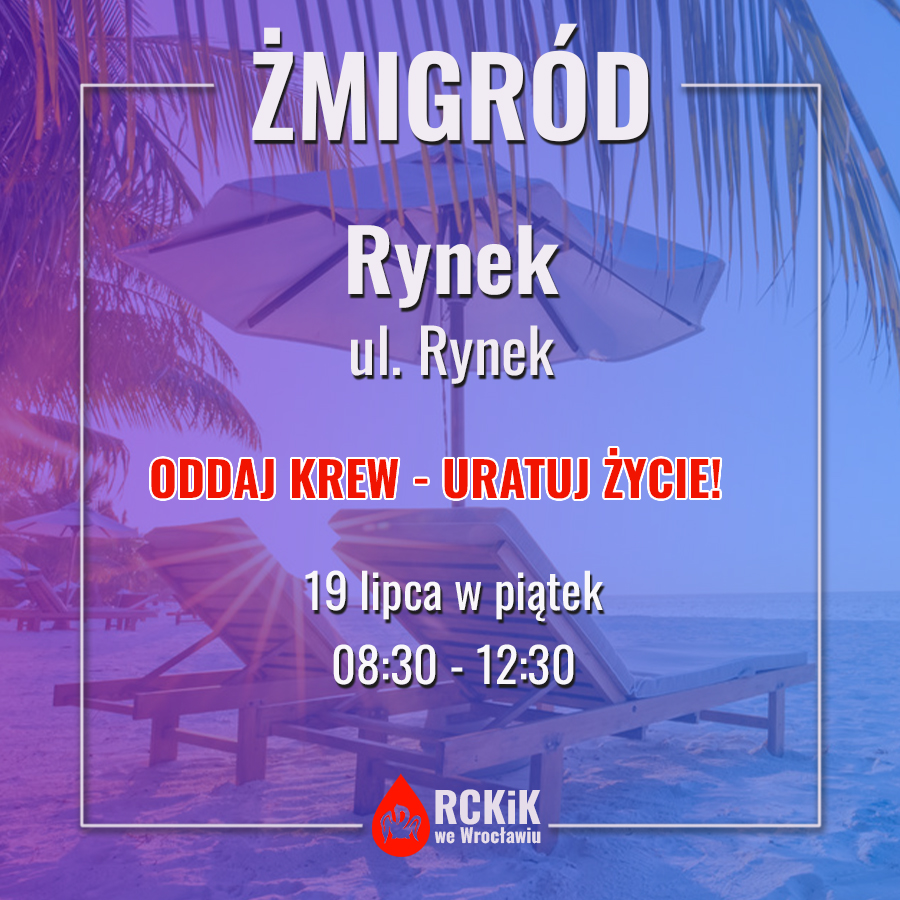 Zapraszamy do oddania krwi w Żmigrodzie - 19.07.2024 r.