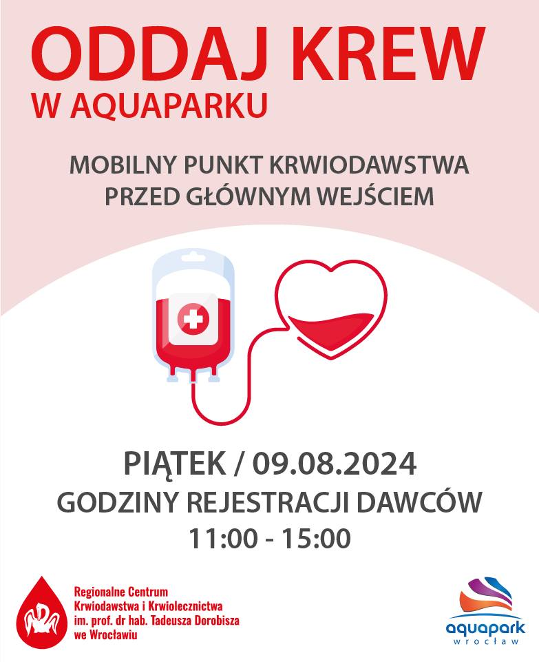 Wakacyjna akcja krwiodawstwa przed Aquaparkiem we Wrocławiu