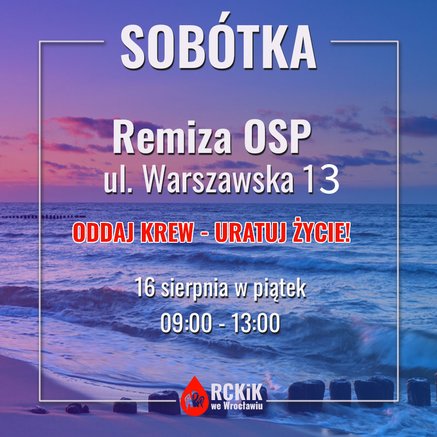 W piątek (16.08) zapraszamy do Sobótki