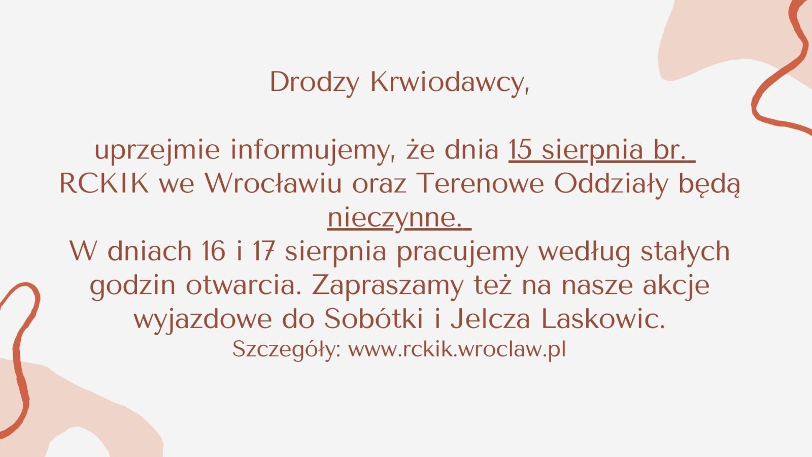 Informacja dla Krwiodawców