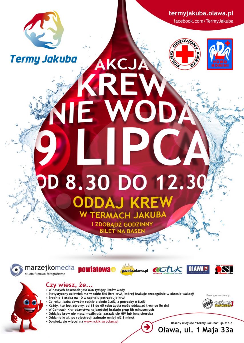Zmiana miejsca poboru krwi w Oławie w miesiącu lipcu