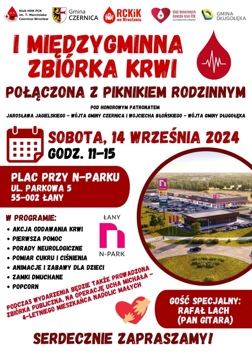 Zapraszamy do oddania krwi na Pikniku Rodzinnym w Łanach - 14.09.2024 r. (sobota)