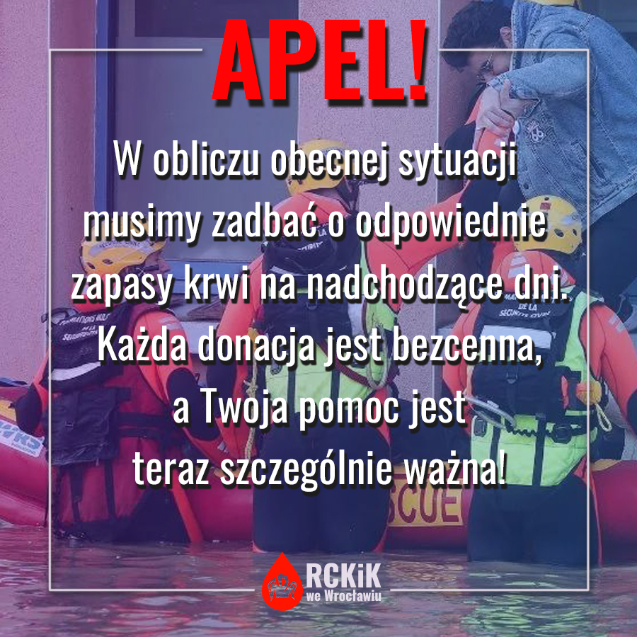 Mamy duże wydania do szpitali - bardzo prosimy o zgłaszanie się do oddawania krwi