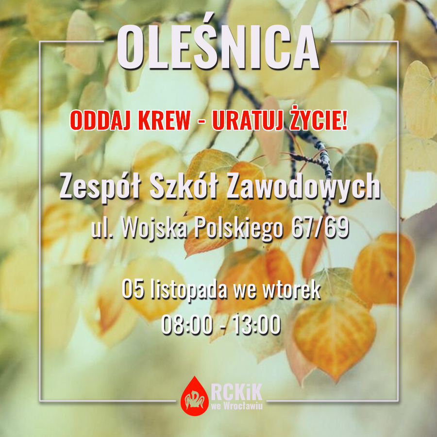Akcja krwiodawstwa w Zespole Szkół w Oleśnicy - 05.11.2024 r.