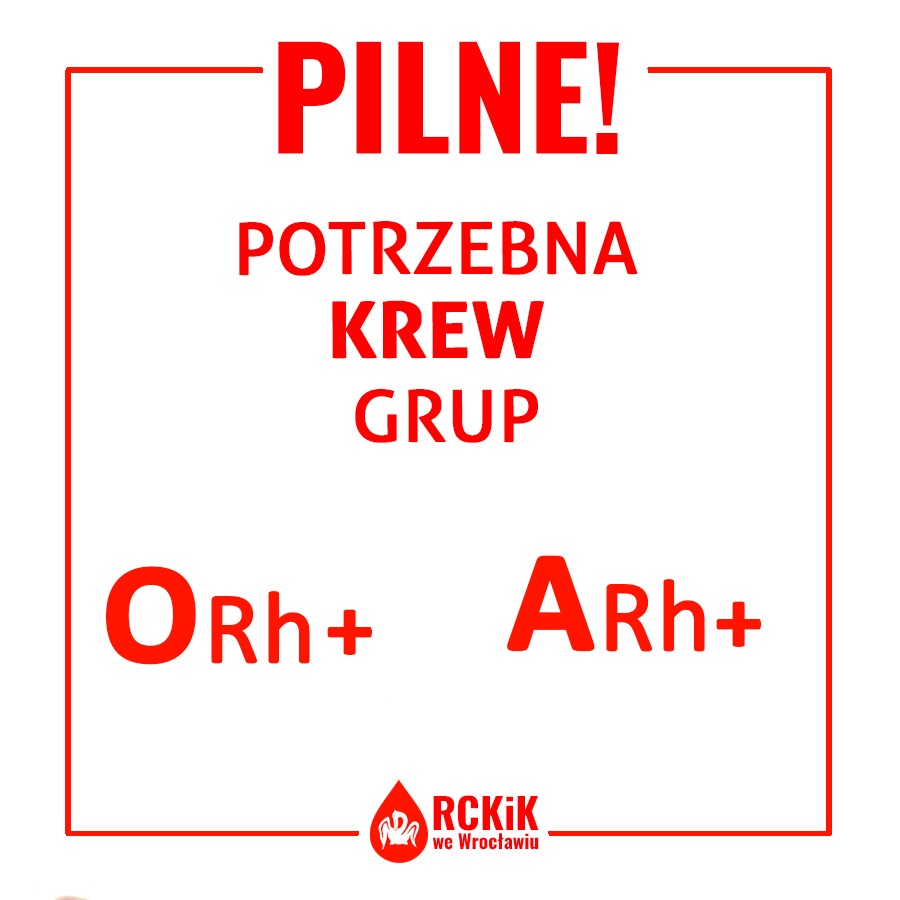 Apelujemy o krew grupy A+ oraz O+