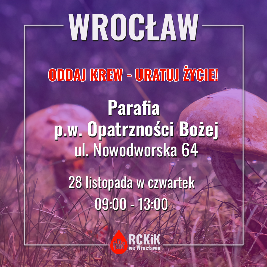 Akacja krwiodawstwa we Wrocławiu - 28.11.2024 r. (CZWARTEK)