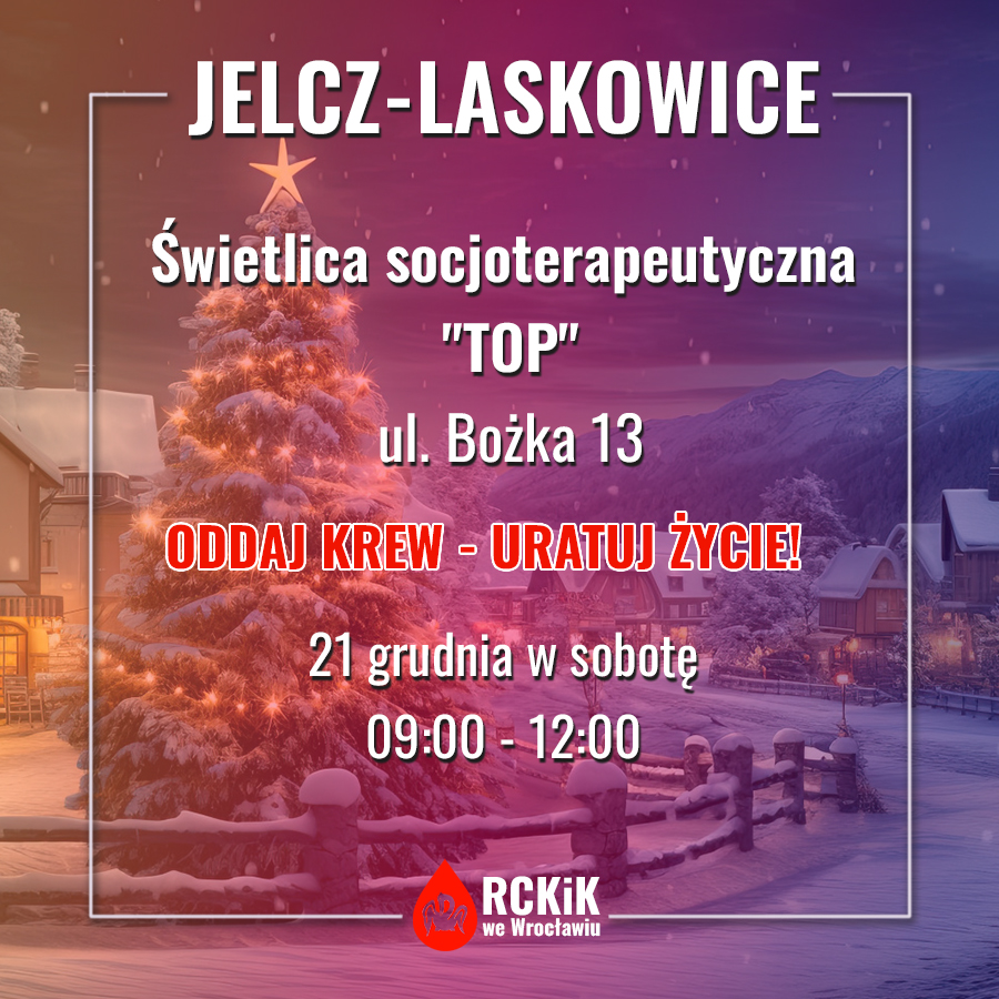 Zapraszamy na ostatnią w tym roku akcję honorowego krwiodawstwa