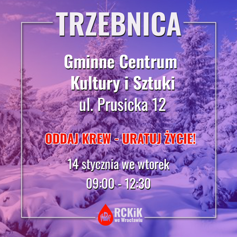 We wtorek (14 stycznia) zapraszamy na akcje do Trzebnicy i  Macopharmy we Wrocławiu