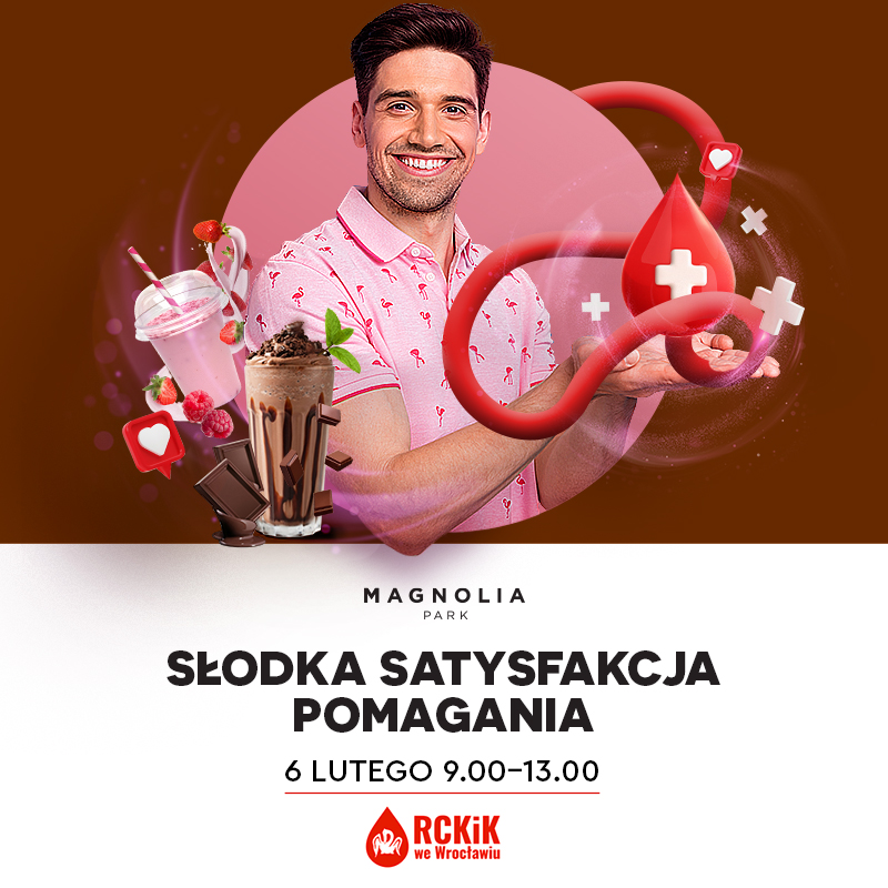 W czwartek - 6 lutego - zapraszamy na akcję krwiodawstwa przed CH Magnolia Park we Wrocławiu