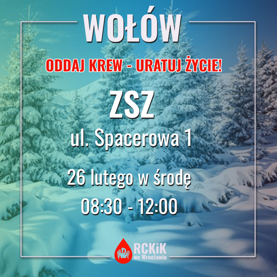 Zapraszamy na akcję krwiodawstwa do Wołowa