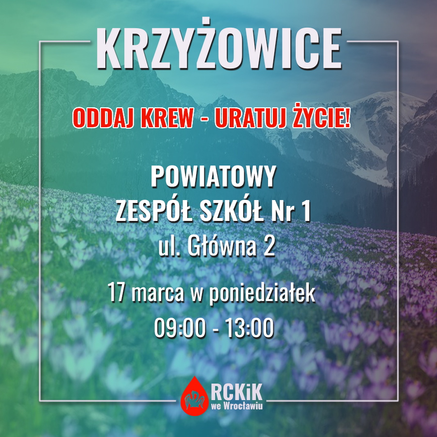 Poniedziałkowe akcje krwiodawstwa - 17.03.2025 r.