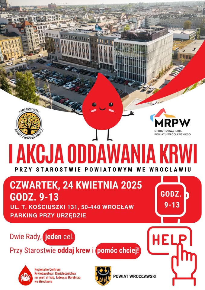 Akcja krwiodawstwa we Wrocławiu - 24.04.2025 r. (CZWARTEK)