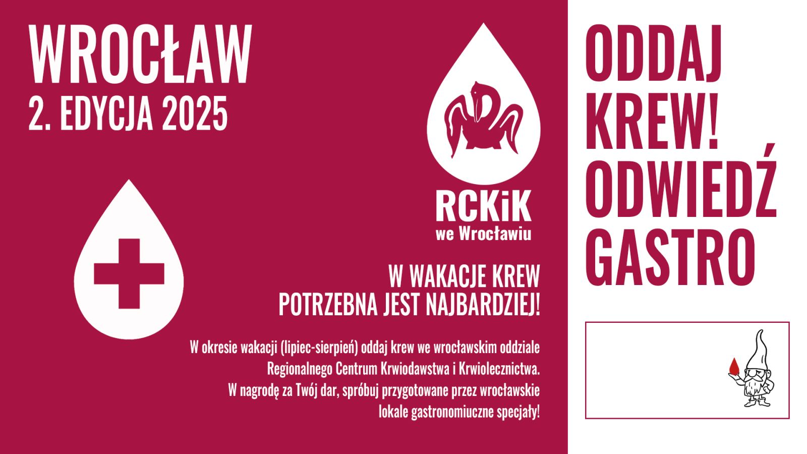 Już niebawem ruszy 2. edycja akcji "Oddaj Krew, Odwiedź Gastro". Ruszamy 4 lipca! Ostatni restauratorzy właśnie dołączają do akcji, dlatego pełną listę opublikujemy na początku tygodnia.