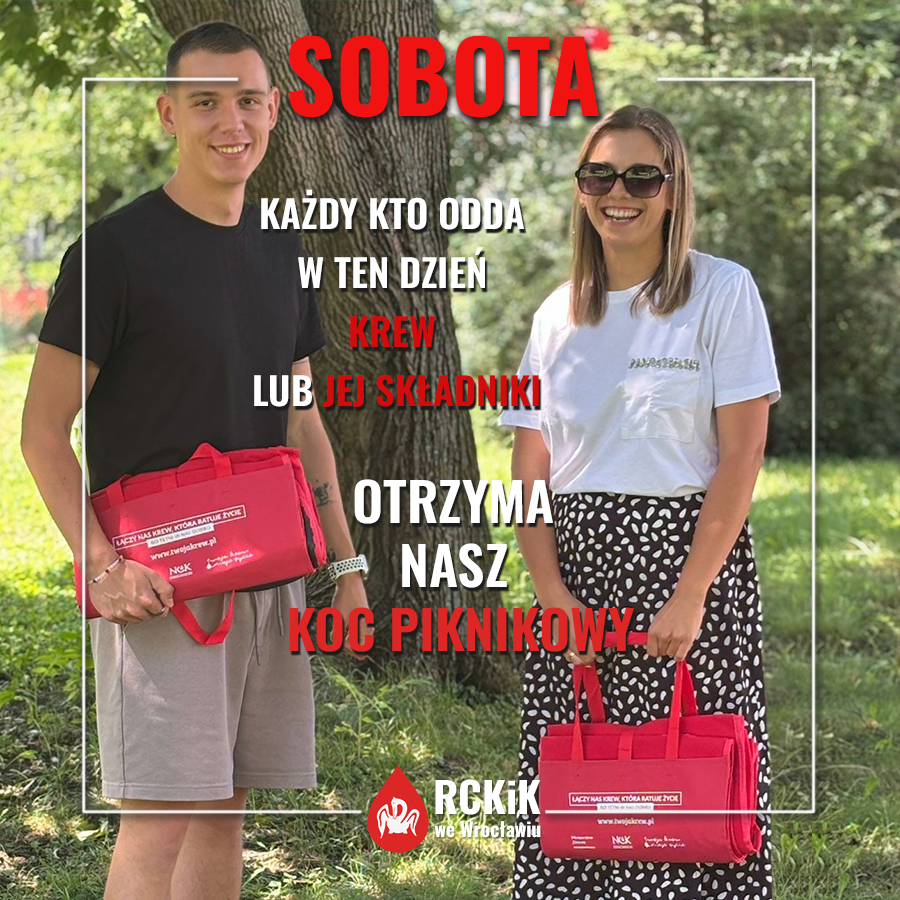 W najbliższą sobotę dla każdego, kto odda krew, przygotowaliśmy piękny koc piknikowy