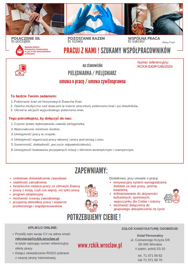PILNIE POSZUKIWANA/NY: Pielęgniarka / Pielęgniarz / Położna/ Położny