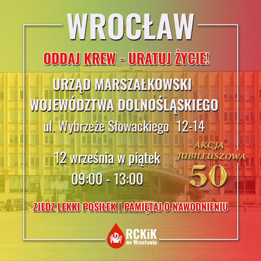 Jutro (w piątek) Jubileuszowa akcja przy Urząd Marszałkowski Województwa Dolnośląskiego - będą czekały miłe upominki