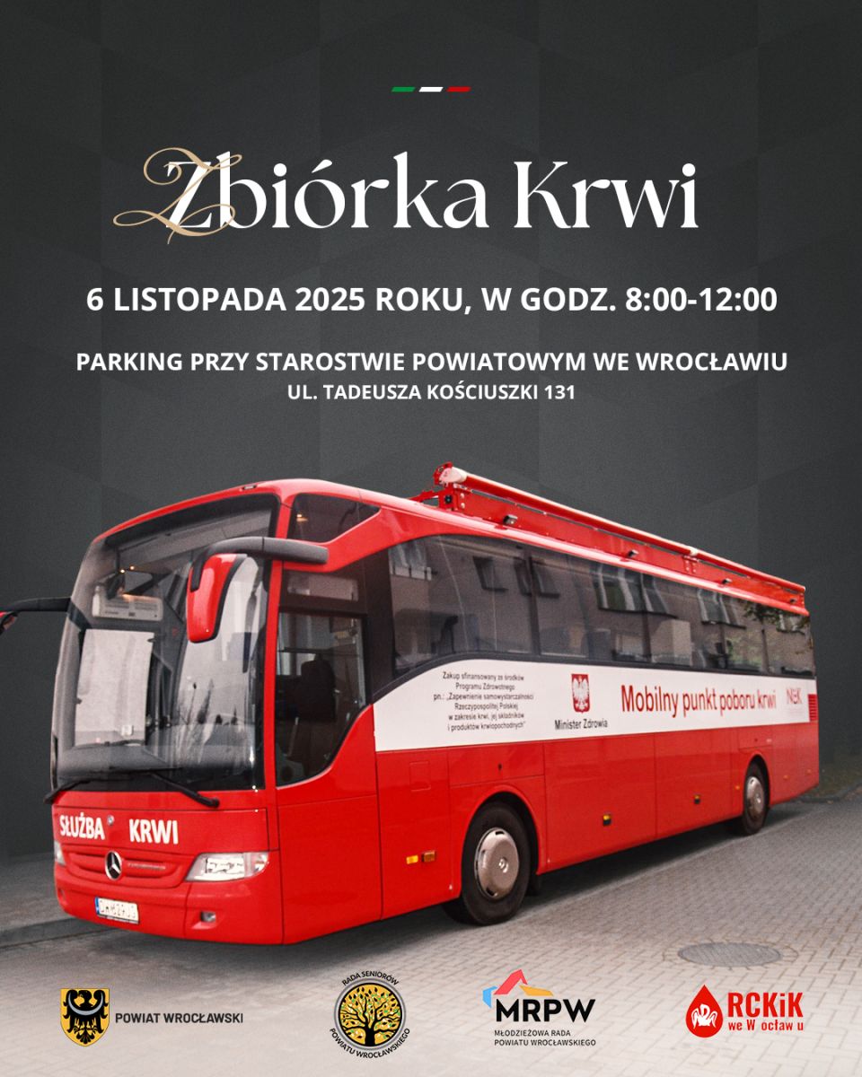 Już w czwartek Powiat Wrocławski  łączy siły z WKS Śląsk Wrocław, aby zachęcić jak najwięcej osób do oddania krwi