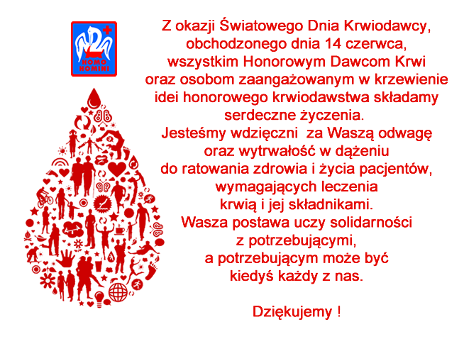 14 czerwca Światowy Dzień Krwiodawcy