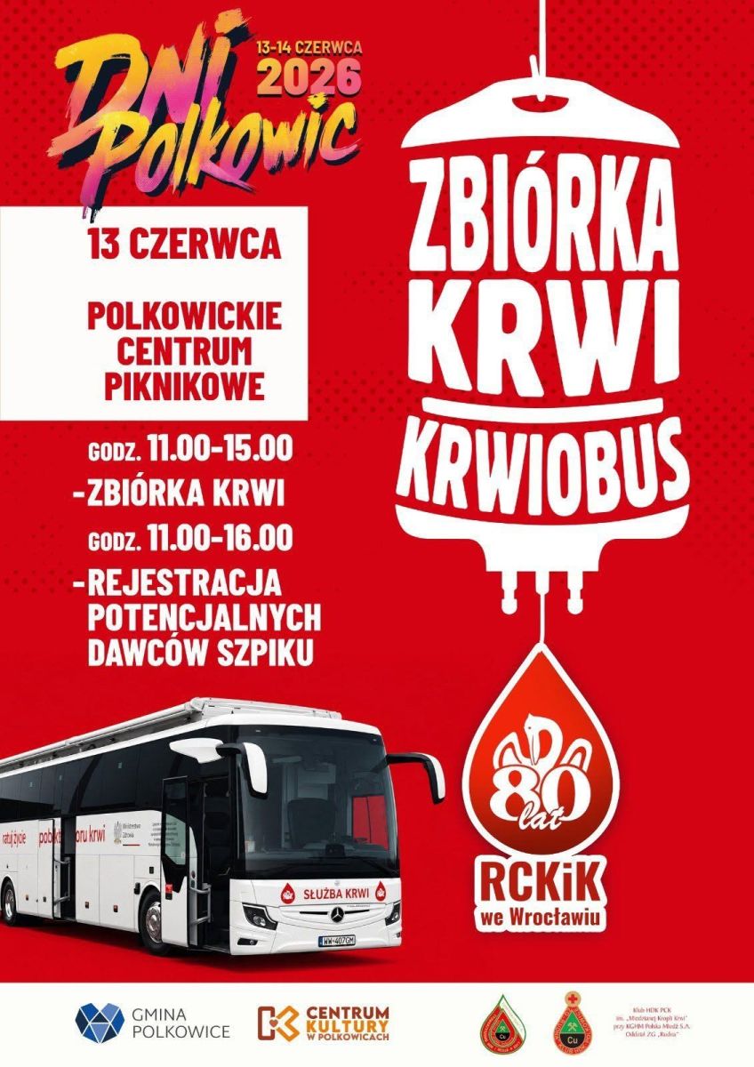 Sobotnie akcje krwiodawstwa - 13.06.2026 r.