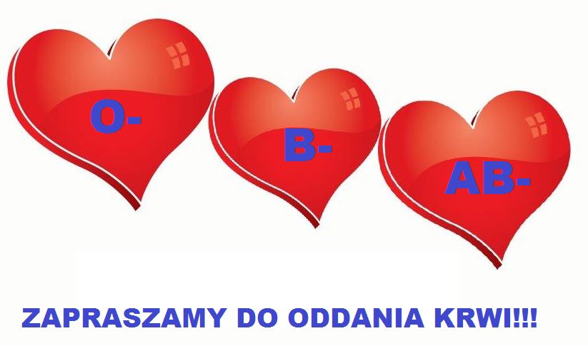 BRAKUJE KRWI GRUP B(-), O(-), AB(-)
