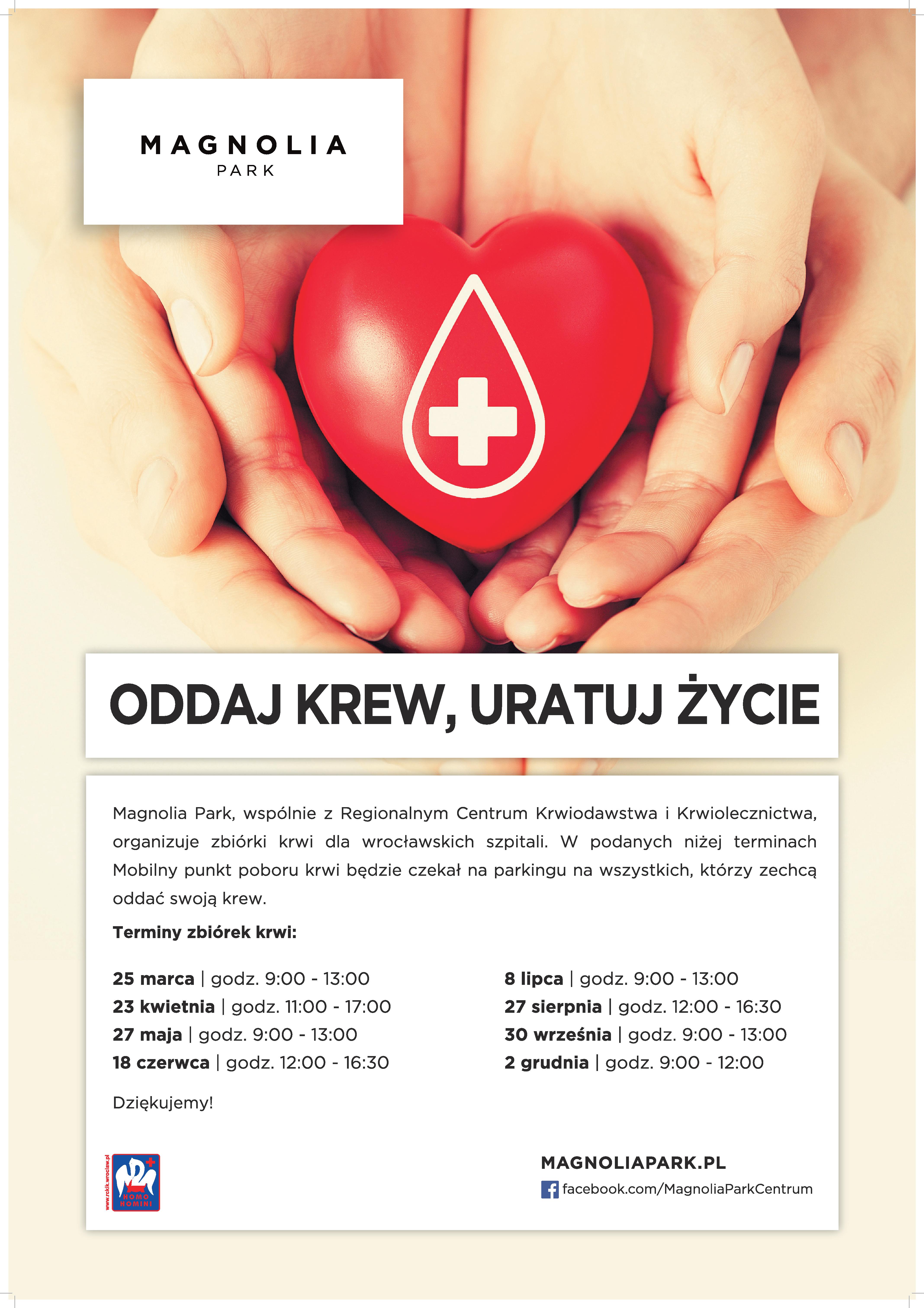 Akcje krwiodawstwa przed Centrum Handlowym Magnolia Park we Wrocławiu