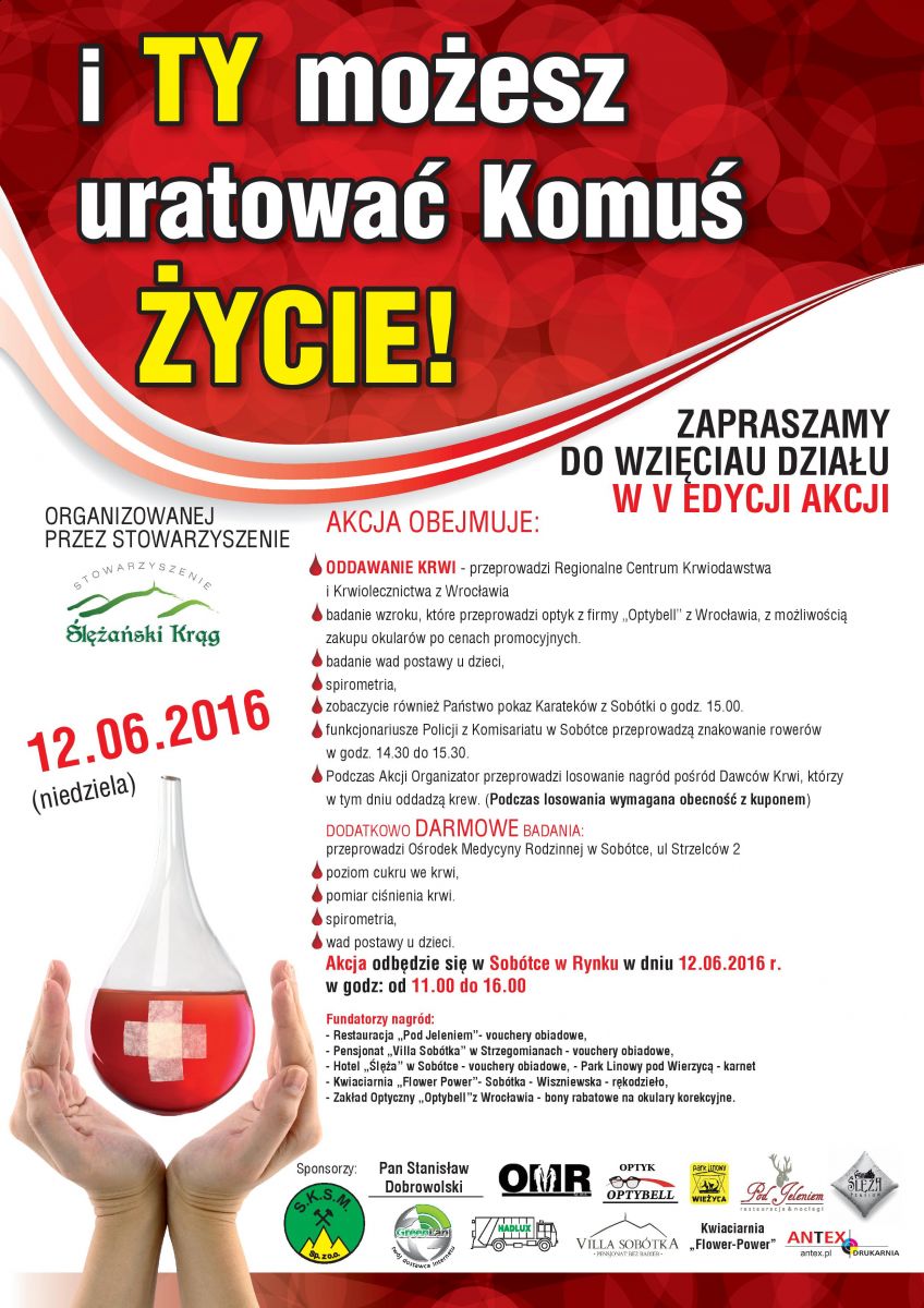 V Akcja Krwiodawstwa pn. "I TY MOŻESZ URATOWAĆ KOMUŚ ŻYCIE"