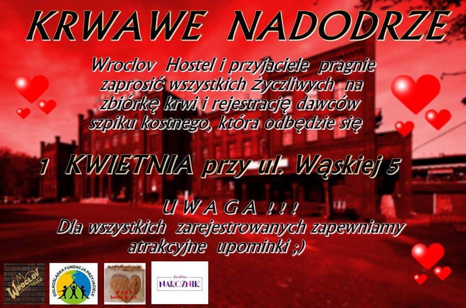 Dolnośląska Fundacja Przyjaciele zaprasza na akcję krwiodawstwa - 01.04.2017 r.