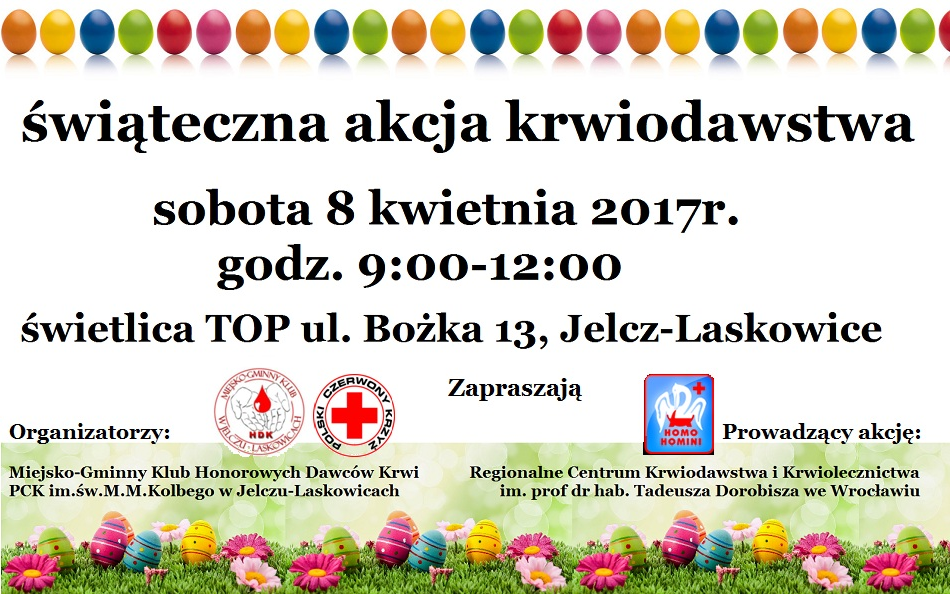 Miejsko-Gminny Klub HDK PCK w Jelczu Laskowicach zaprasza na świąteczną akcję krwiodawstwa