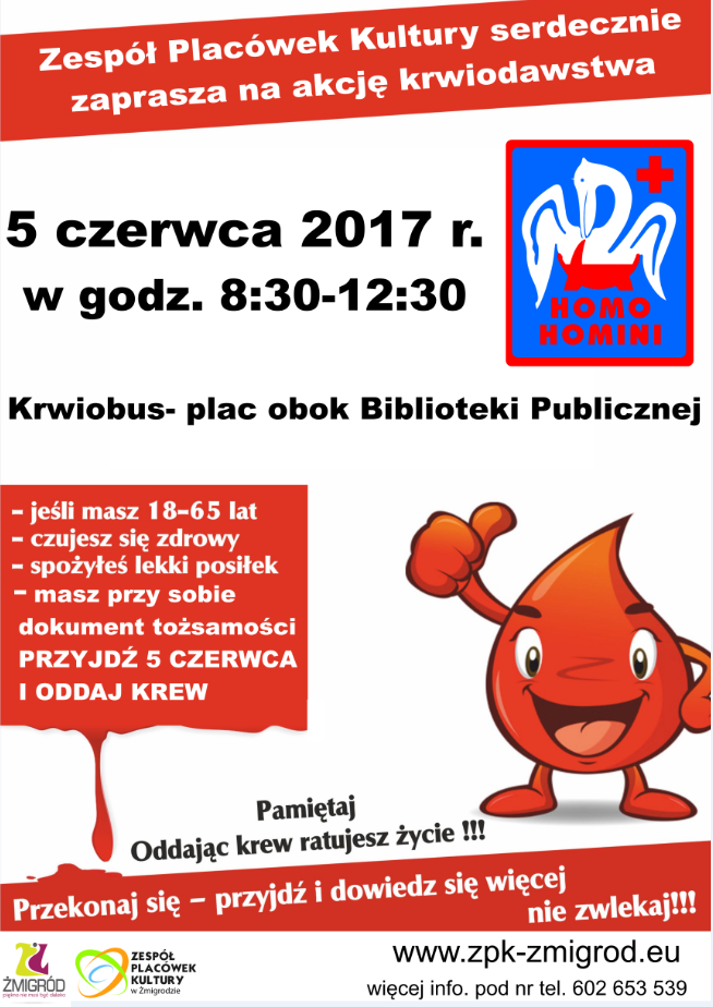 Zapraszamy na akcję krwiodawstwa do Żmigrodu