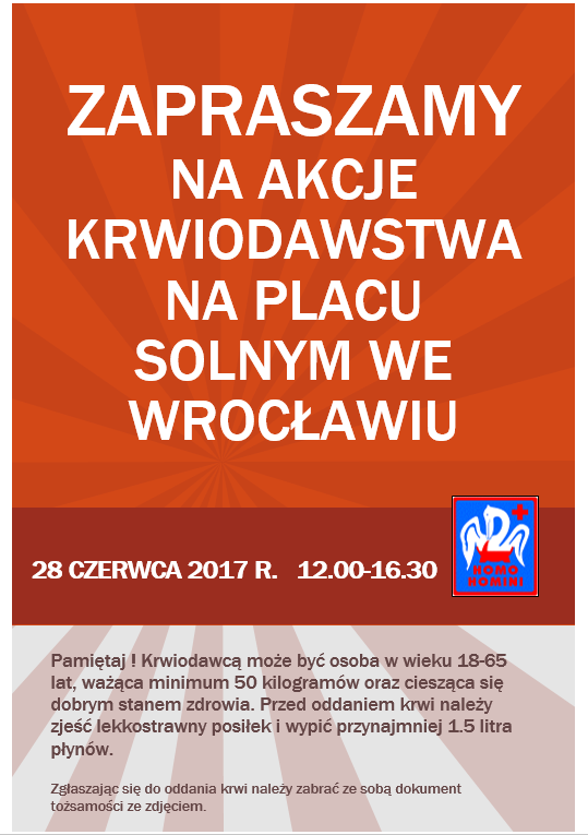 Wakacyjna akcja krwiodawstwa na Placu Solnym we Wrocławiu
