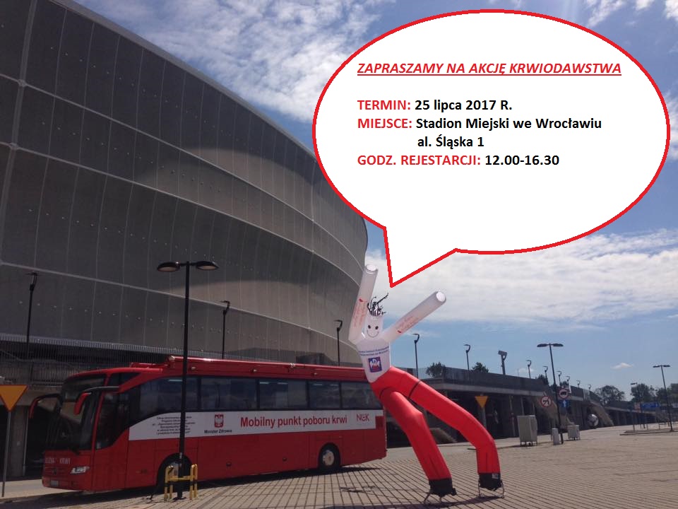 Akcja krwiodawstwa przed Stadionem Miejskim we Wrocławiu
