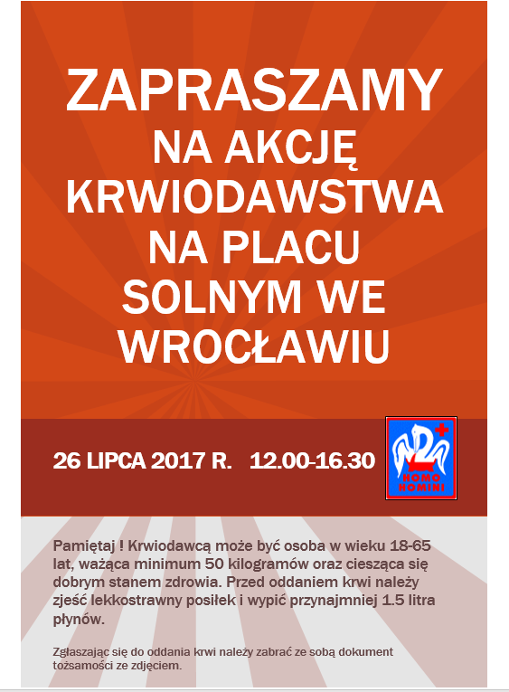 Wakacyjna akcja krwiodawstwa na Placu Solnym we Wrocławiu