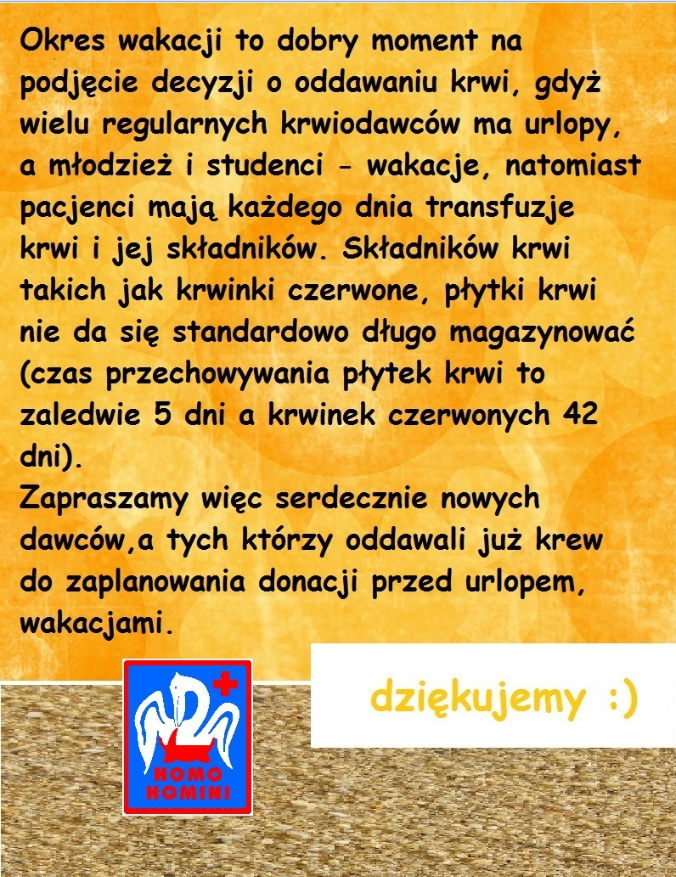 Wakacje - czas na donację